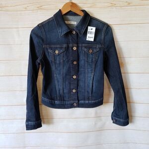 Mavi Jeans Co Charlize Distressed Denim Jean Jacket Stretch Dark Wash Eco-Friend